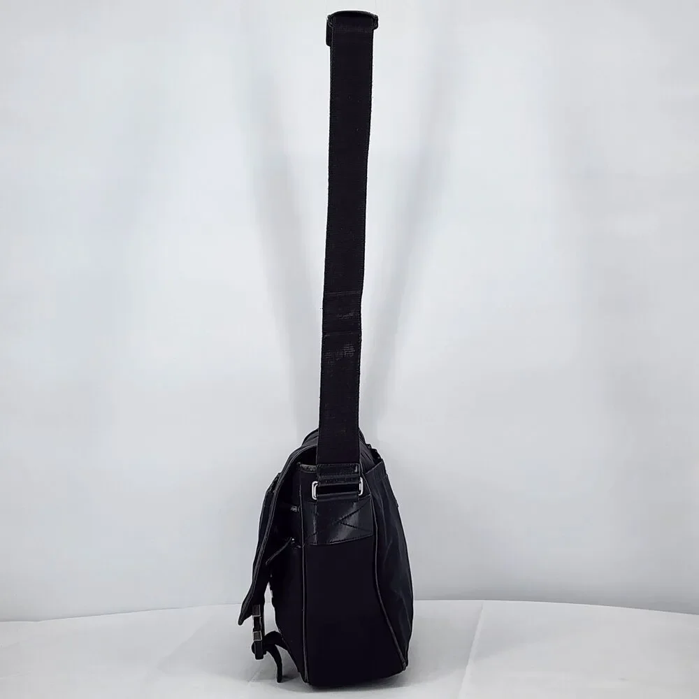 Coach RARE Vintage Leather Trim Buckle Black Messenger Bag Unisex